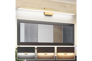 SineRise LED Modern Bathroom Vanity Light Fixtures (48-Inch, 3000K/4000K/6000K, Dimmable), Gold Modern Acrylic Bathroom Wall Lighting Fixtures Over Mirror