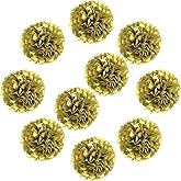 Lightingsky 10pcs Paper Tissue Pom Poms DIY Flowers Ball for Wedding Party Home Decoration (10 inch, Gold)