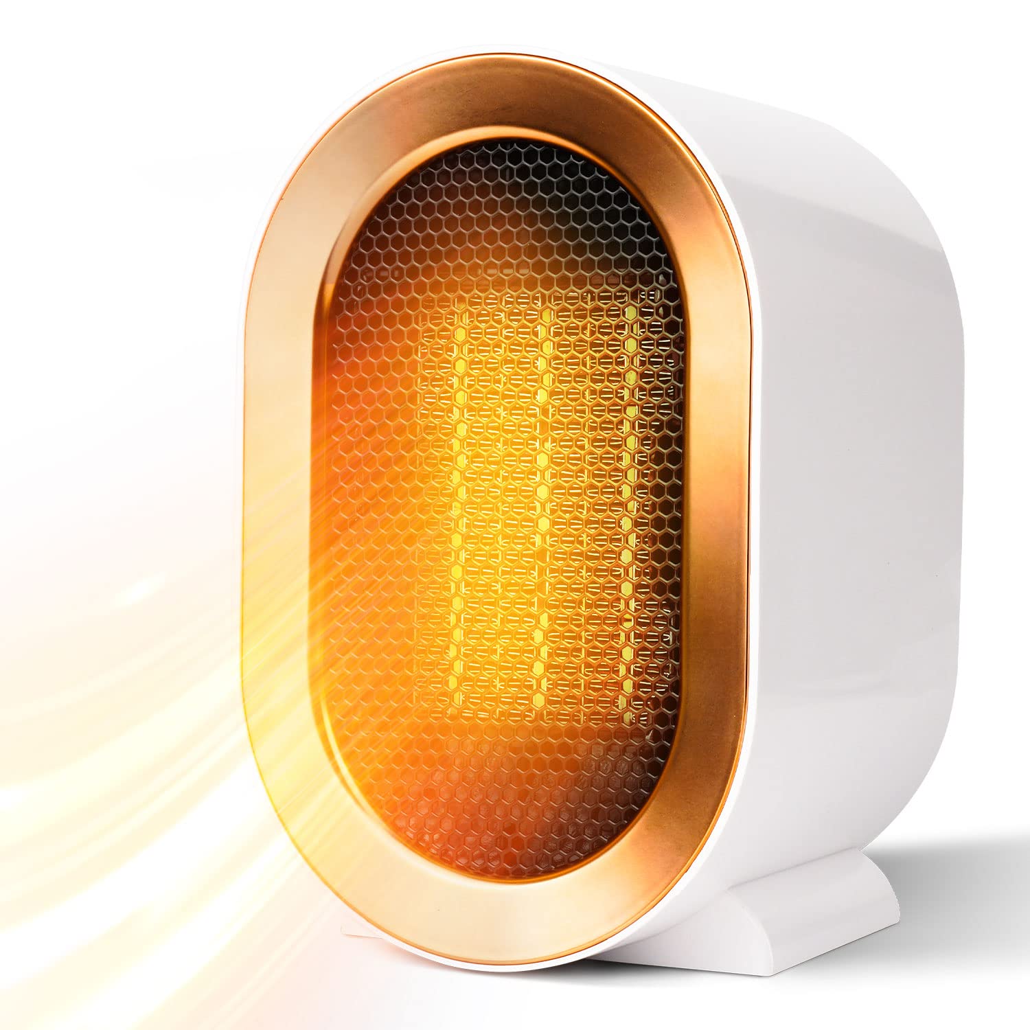 1200W Electric Heater, Low Energy Space Heater, Portable Room Heater with 2 Mode Adjustment, Low Noise, Tilt Protection and Multiple Protection, Fan Heaters for Rooms Desk, Office, Bathroom (White)