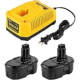 DONGPUCUN 2Pack 18V 5.0Ah Battery and Charger Kit for Dewalt 18V XRP Battery DC9096 DC9099 DW9098 with DC9310 18Volt Battery Charger Compatible with Dewalt 18 Volts Batteries