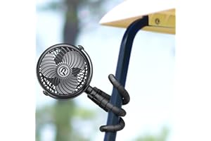 GRANDFAST Rechargeable Golf Cart Fan with Flexible Tripod, 360 Rotatable, 20Hrs Work, 3 Speed Battery Operated