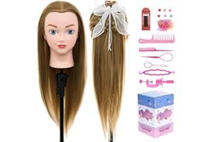 NEVERLAND BEAUTY & HEALTH Mannequin Head with Hair - 20 Inch Cosmetology Manikin Practice Braiding Doll Head for Hair Styling, Training Head for Braiding Hairdressing for Kids #27