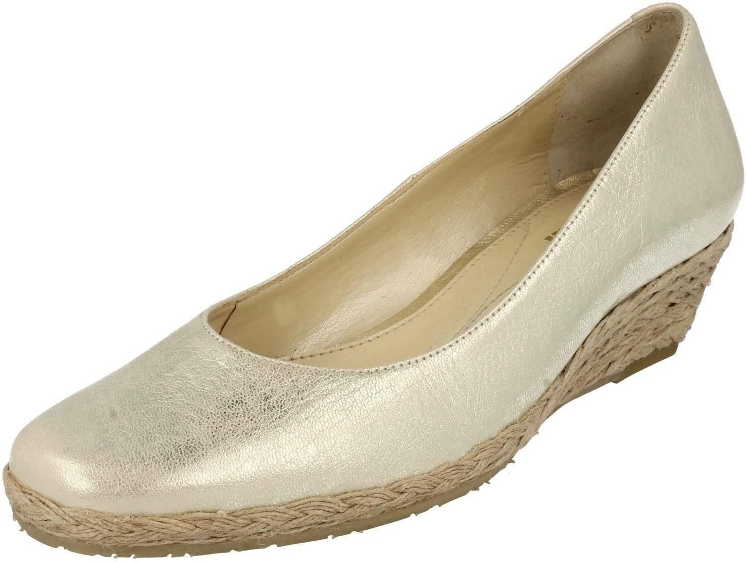 Ladies Casual Espadrille Wedge Heel Alto - Gold Leather - UK Size 7D - EU Size 41 - US Size 9