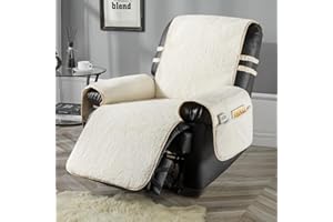 STONECREST CLASSIC HOME DECOR, INC STONECREST Recliner Chair Cover, Sherpa Slipcover, Stay in Place (White/Beige, 23" Regular Recliner)