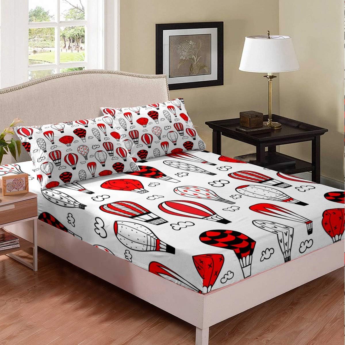 Fire Balloon Bed Sheet Cover Cartoon Hotair Balloon