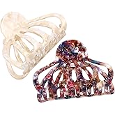 Beatifufu Retro Metal Hair Claw Clips 2Pcs Large Geometric Hollow Hair Clips for Thick and Thin Styling Accessories for Party Daily Use