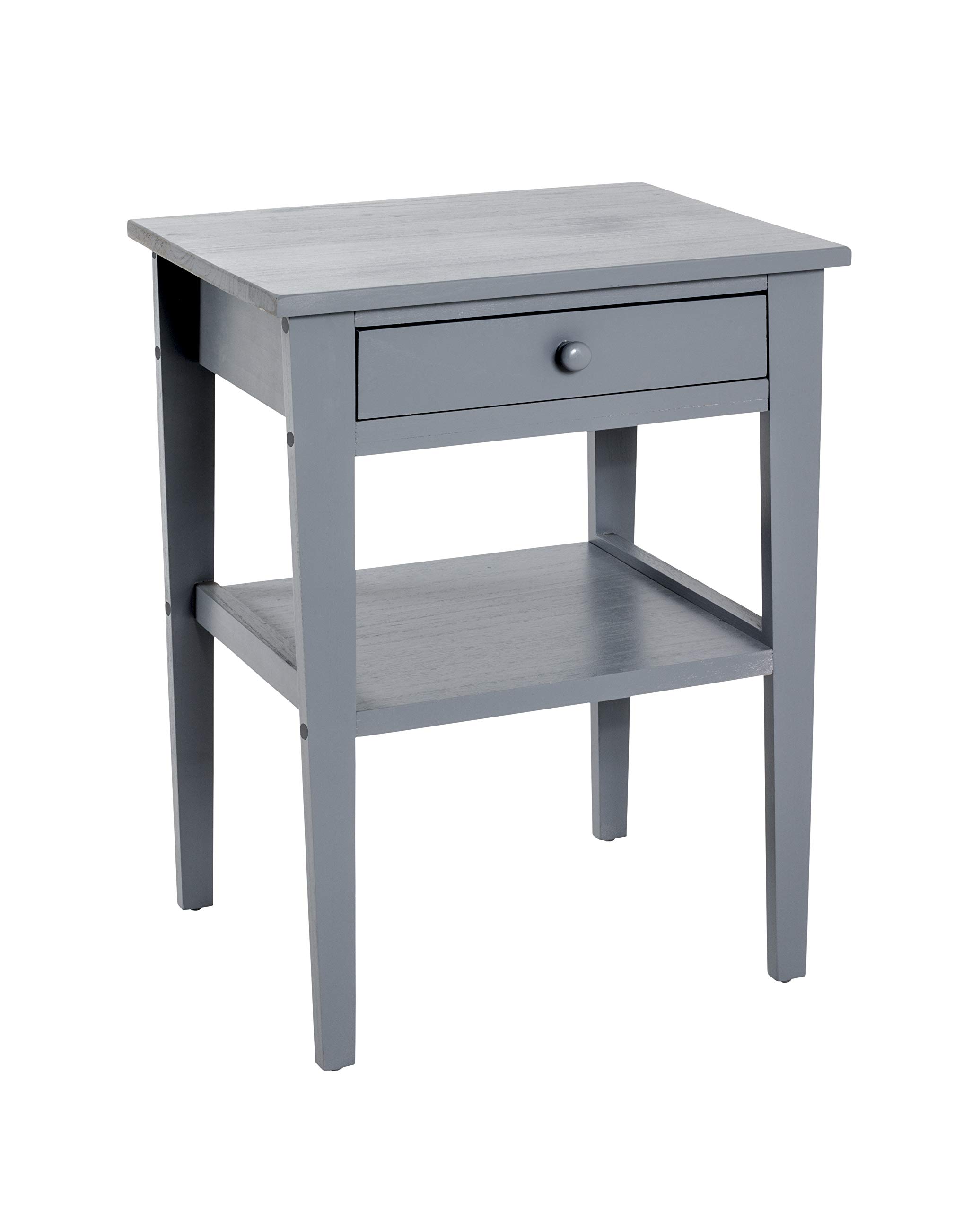 HAKU End Table Grey, Solid Wood - Dim.: W 46 cm X H 60 cm X D 35 cm, Style: Traditional