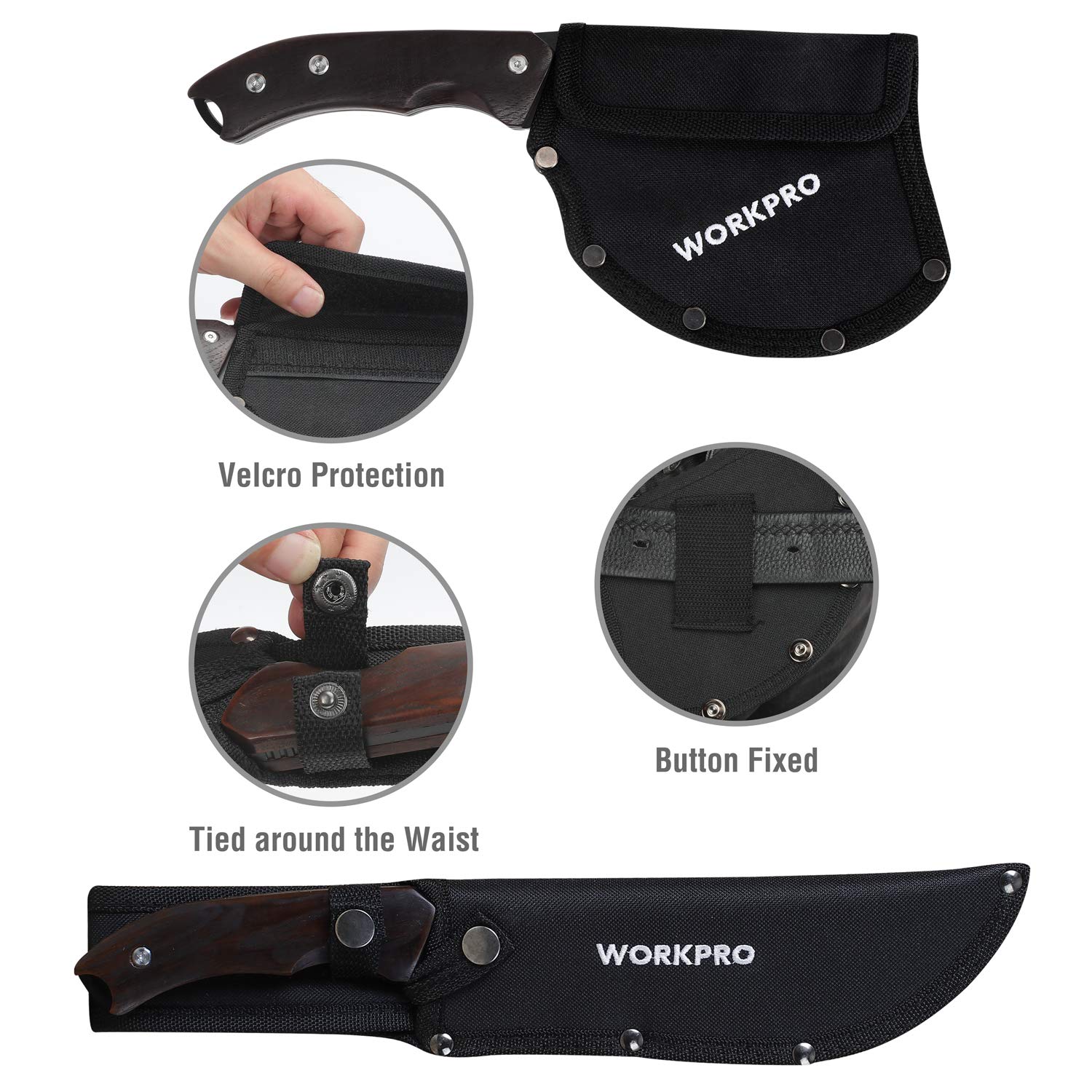 WORKPRO Axe and Fixed Blade Knife Combo Set, Full Tang, Wood Handle