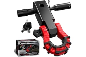 AUTMATCH Shackle Hitch Receiver 2" with 3/4" Mega D Ring Shackle and 5/8" Trailer Hitch Lock Pin, 68,000 Lbs Break Strength H