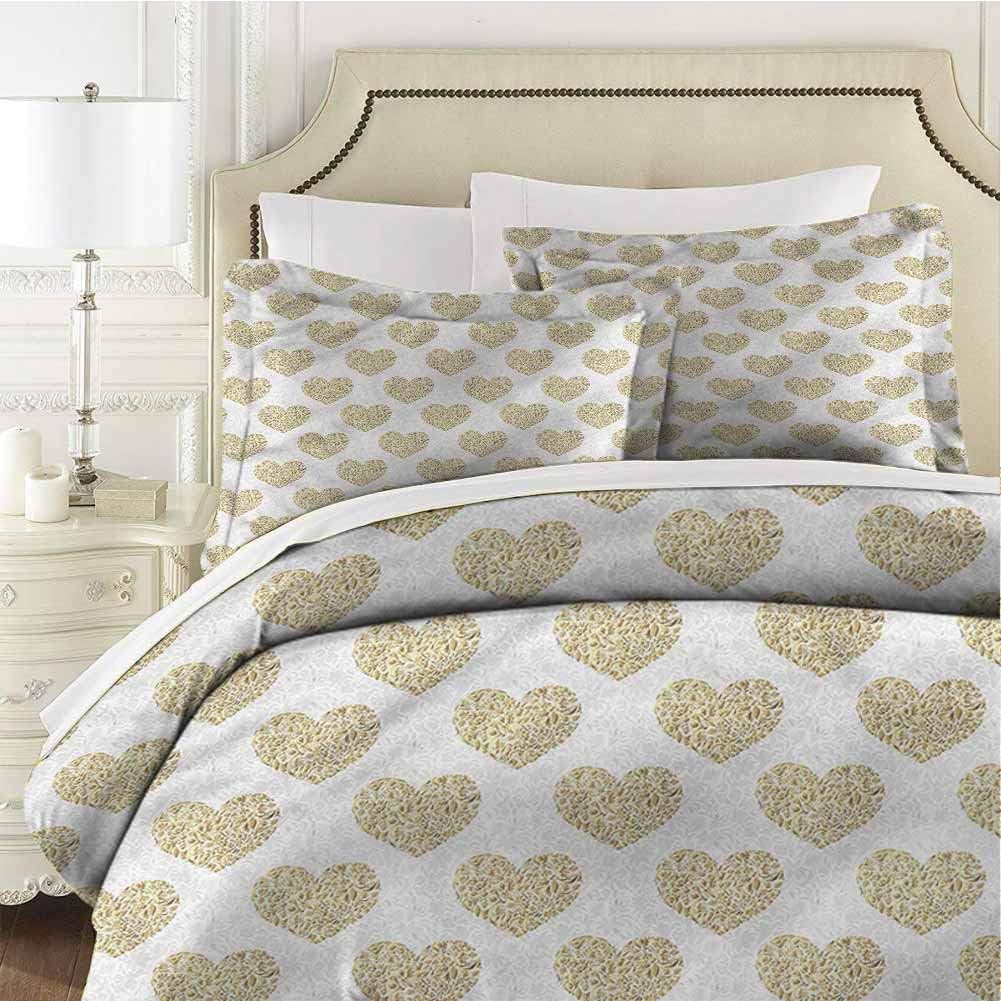 Heart Comforter Bedding Set Ornate Foliage Design King