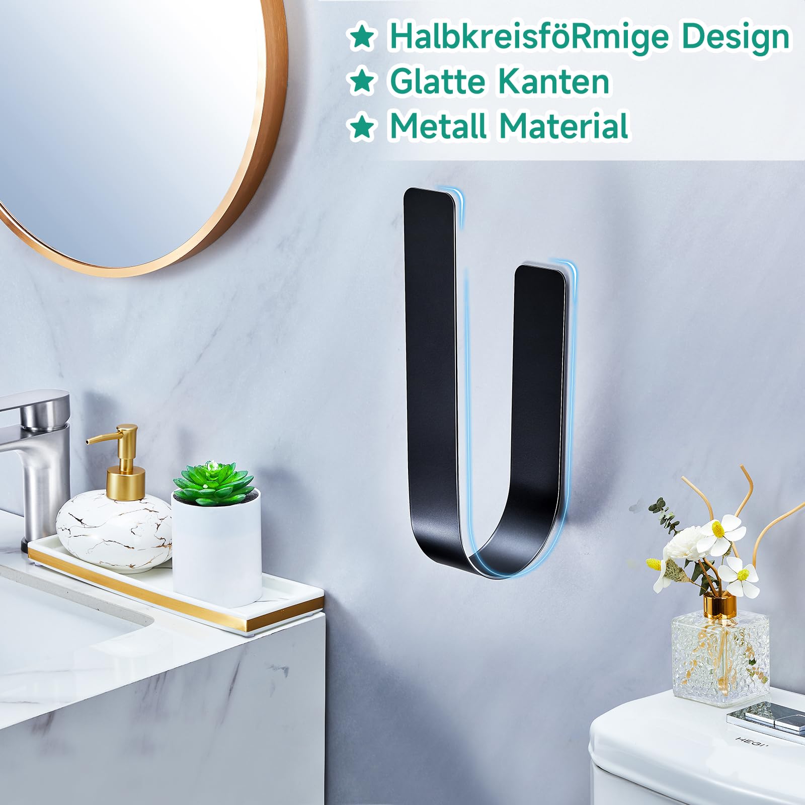 Toilettenpapier Aufbewahrung Schwarz Für 3 Rollen, Ersatzrollenhalter Toilettenpapier Ohne Bohren, Klopapier Aufbewahrung, Metall Toilettenpapierhalter, Klorollenaufbewahrung Wand 3