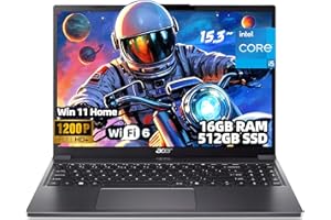 Acer Aspire Go 15 Laptop, 15.3" WUXGA (1920×1200) IPS Screen, Intel Core i5-1334U, 16GB DDR5 RAM, 512GB PCIe SSD, Wi-Fi 6, Co