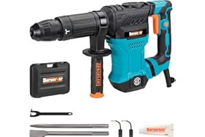 Berserker 1300W 12-Pound SDS-Max Demolition Jack Hammer, 1-9/16" 11-Amp Small Corded Electric Demo Chipping Hammer for Floor Tile Removal, Concrete Breaker with Carrying Case & 2 Chisels