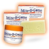 Naturasil Mite-B-Gone Treatment Pack - (1) 4oz Mite Cream + 2 Sulfur Soaps | for Human Mite, Insect & Mosquito Bites Itch | for All Skin Types | Child & Adult Safe