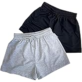 Milumia Women's 2 Pack Drawstring Mini Sweat Shorts Elastic Waist Workout Running Lounge Shorts