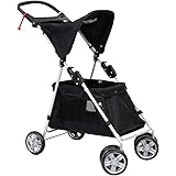 Kinbor Four Wheel Pet Stroller, Cat Dog Walk Travel Foldable Folding Carrier Strolling Cart