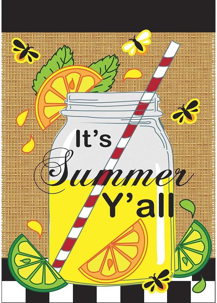 Its Summer Yall Mason Jar Lemonade 18 x 13 Rectangular Burlap Double Applique Small Garden Flag