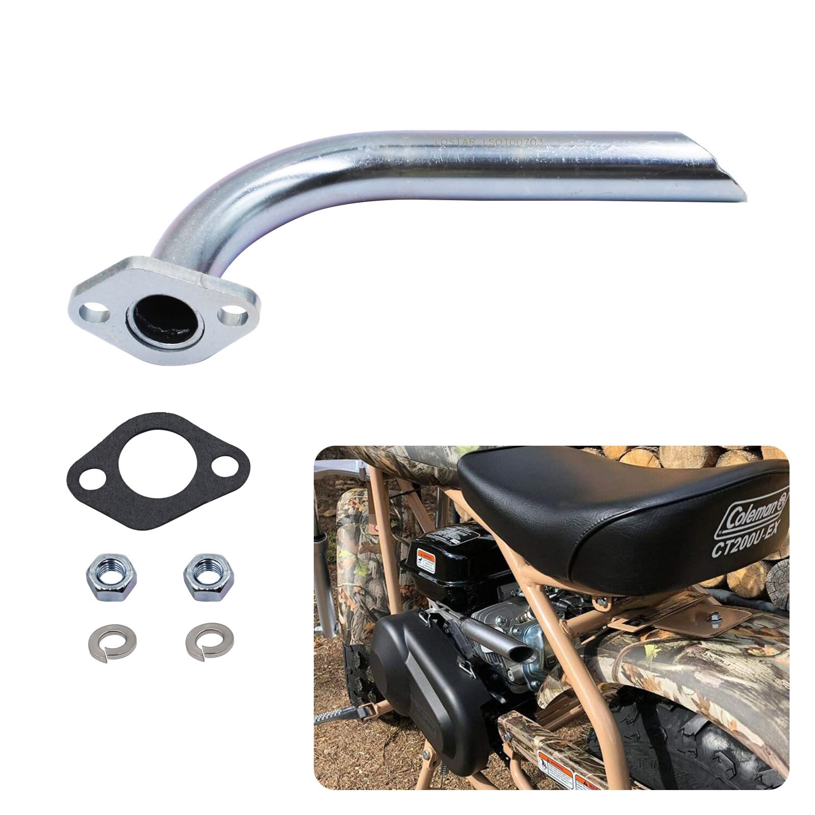 Photo 1 of ***Only Exhaust Pipe, No Hardware*** Header Exhaust Straight Pipe Fits for Coleman CT200U-EX KT196 Minibike 212 Baja Warrior Massimo MB200 Go Kart Predator
