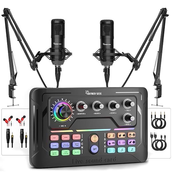 PODCAST EQUIPMENT BUNDLE FOR 2, AUDIO MIXER WITH...