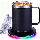 Birthday Gifts for Dad Husband Brother Friend, 12oz Heated Coffee Mug with Glowing Warmer Set,Funny Valentines