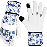 MERTURN Leather Gardening Gloves for Women Garden Gloves Thorn Proof Touch Screen Design Heavy Duty Working Yard Gloves