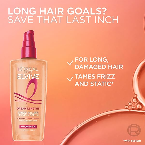 L’OREAL PARIS ELVIVE DREAM LENGTHS FRIZZ KILLER LEAVE-IN SERUM, 3.4 OUNCE