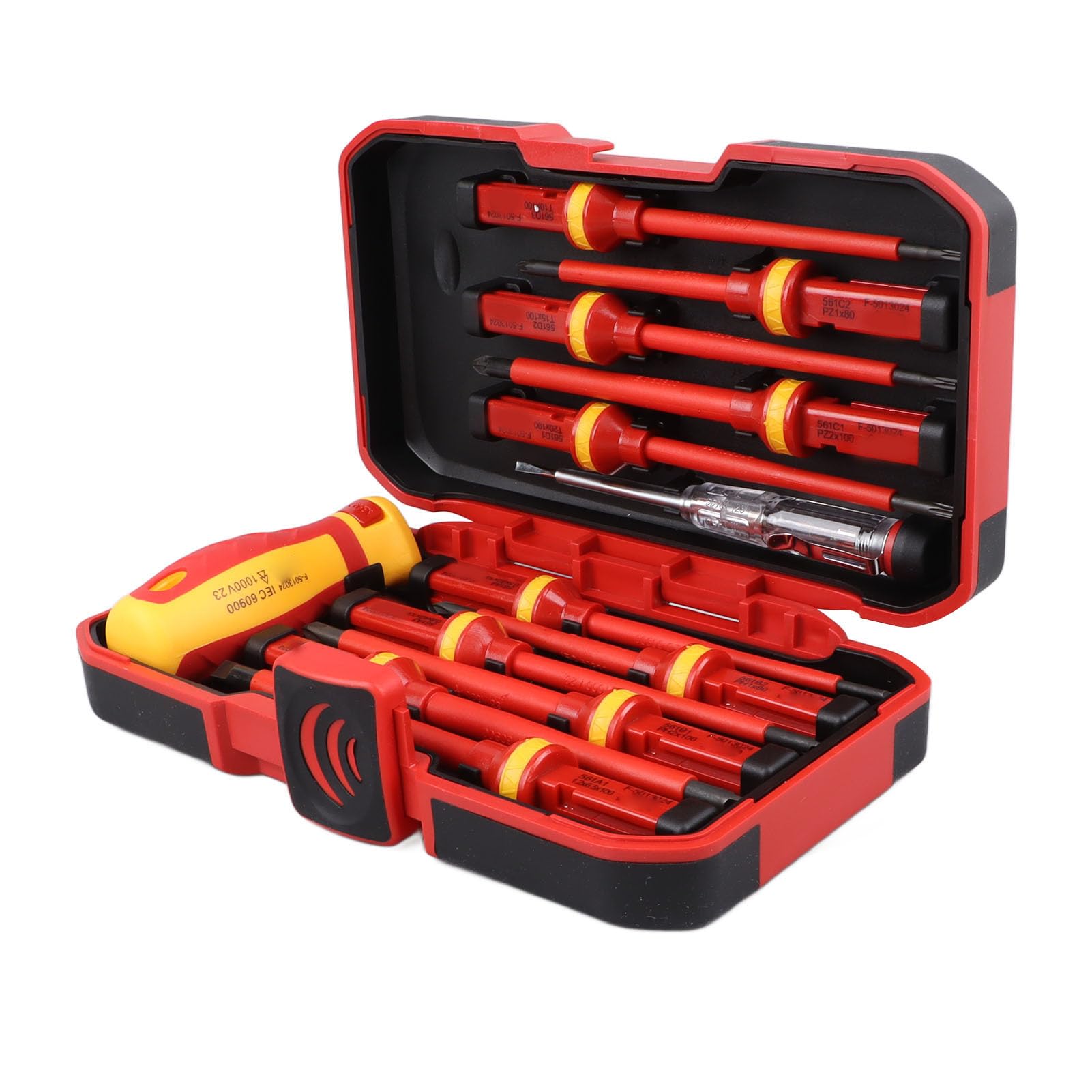 Insulated Screwdriver Set, 1000V Professional Insulated Electrician Screwdriver Set with Interchangeable Blades, 13 Pieces Magnetic Phillips Slotted Pozidriv Torx Screwdriver