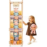 May Eileen Stuffed Animal Storage & Organizer, Wooden Stuffed Animal Holder, Plushies Storage with Wheels, Stuffed Animal Zoo for Toddler Rooms, Playrooms & Bedrooms, 53.54" x 15.74" x 15.74"