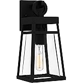 Quoizel Godfrey Outdoor Wall Lantern, Coastal Armour 14 Inch 1-Light Matte Black Transitional Wall Sconce, Clear Rain Glass, 