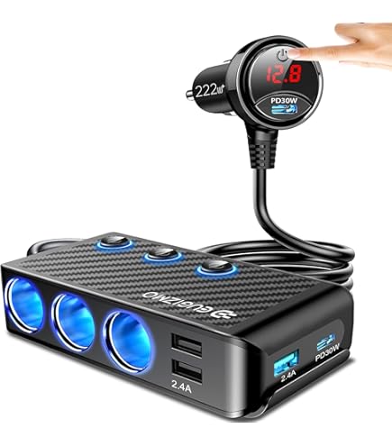 car cigarette lighter socket to 3 pin plug Unique Bargains 1 DC 12V 24V Charger Three-Way Splitter Female Socket Connector Adapter one_size When it comes to RVs EUGIZMO 8 in 1 Car