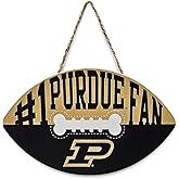 NCAA #1 Purdue Boilermakers Best Fan's Football Shape Sign with Dog Bone Design, Sporty Fence Sign College Football Fan Waterproof Wooden Wall Sign Yard Decor Indoor & Outdoor with Team Logo!