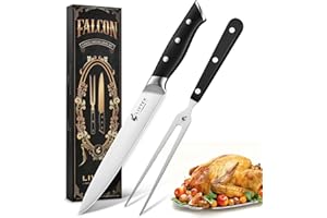 Livtek Carving Knife Set - Razor-Sharp German Stainless Steel - Ergonomic Handle & Full Tang Design - for Slicing Roast, Turk