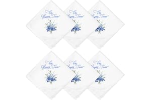 Haiabei 6 Pack Embroidered Wedding Handkerchiefs For Happy Tears Handkerchiefs with Butterfly Lace Edges Blue Floral Fun Ladi