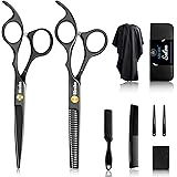 Sirabe 10 PCS Hair Cutting Scissors Set, Professional Haircut Scissors Kit with Cutting Scissors,Thinning Scissors, Comb,Cape