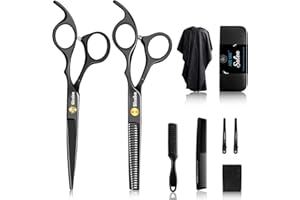 Sirabe 10 PCS Hair Cutting Scissors Set, Professional Haircut Scissors Kit with Cutting Scissors,Thinning Scissors, Comb,Cape