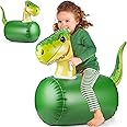 SUYE Jump into Excitement: Fun and Durable Green Dinosaur Inflatable Hopping Animal Bouncer - Supports up to 250 lbs