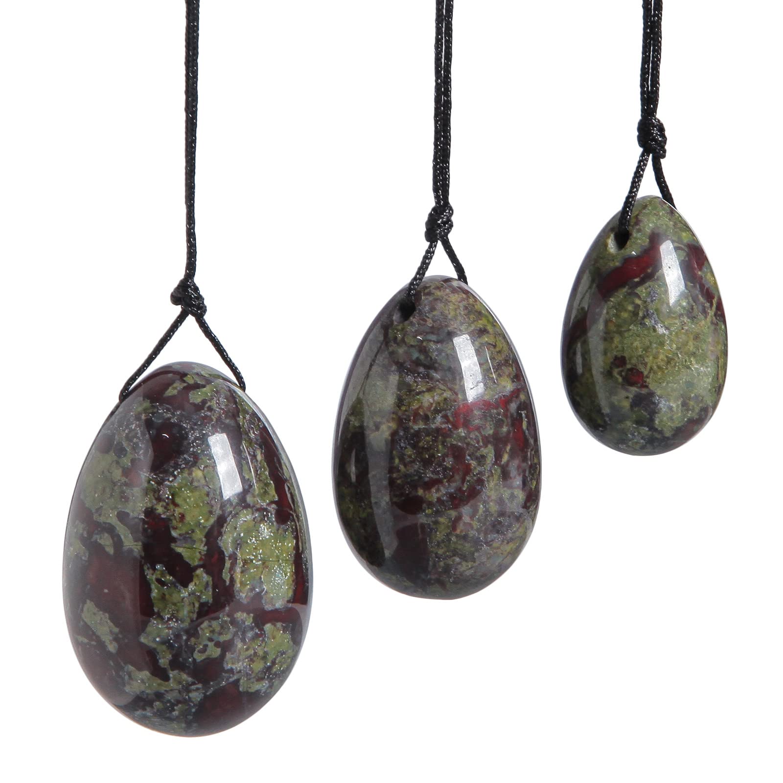 Nupuyai Dragon Blood Stone Crystal Stone Yoni Eggs Set of 3, Drilled Massage Stone for Women Kegal Exercise Eggs Strengthen Pelvic Floor Muscles