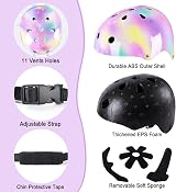 MHJY Kids Helmet and Pads Set with DIY Stickers Unicorn 3-8 Years view 4