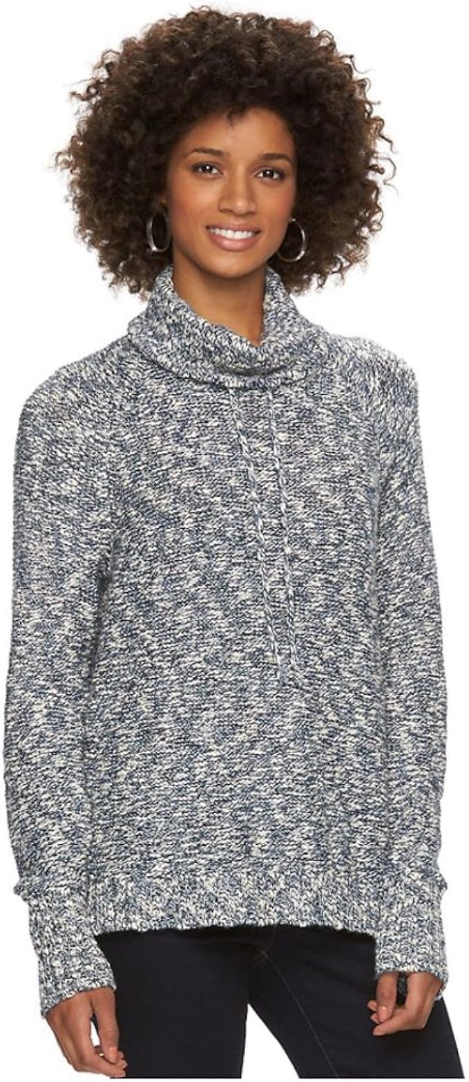 Chaps Women's Marled Cowlneck Sweater, Indigo Multi at Amazon Women’s