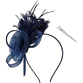 AMCAMI Fascinators Hats with Feather for Women 2026 Derby Hats Small Tea Party Hat with Headband