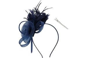 AMCAMI Fascinators Hats with Feather for Women 2025 Derby Hats Tea Party Hat with Headband and Clip