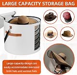 Ohiyoo Extra Large 19" Round Felt Hat Storage Box with Lid - White view 5
