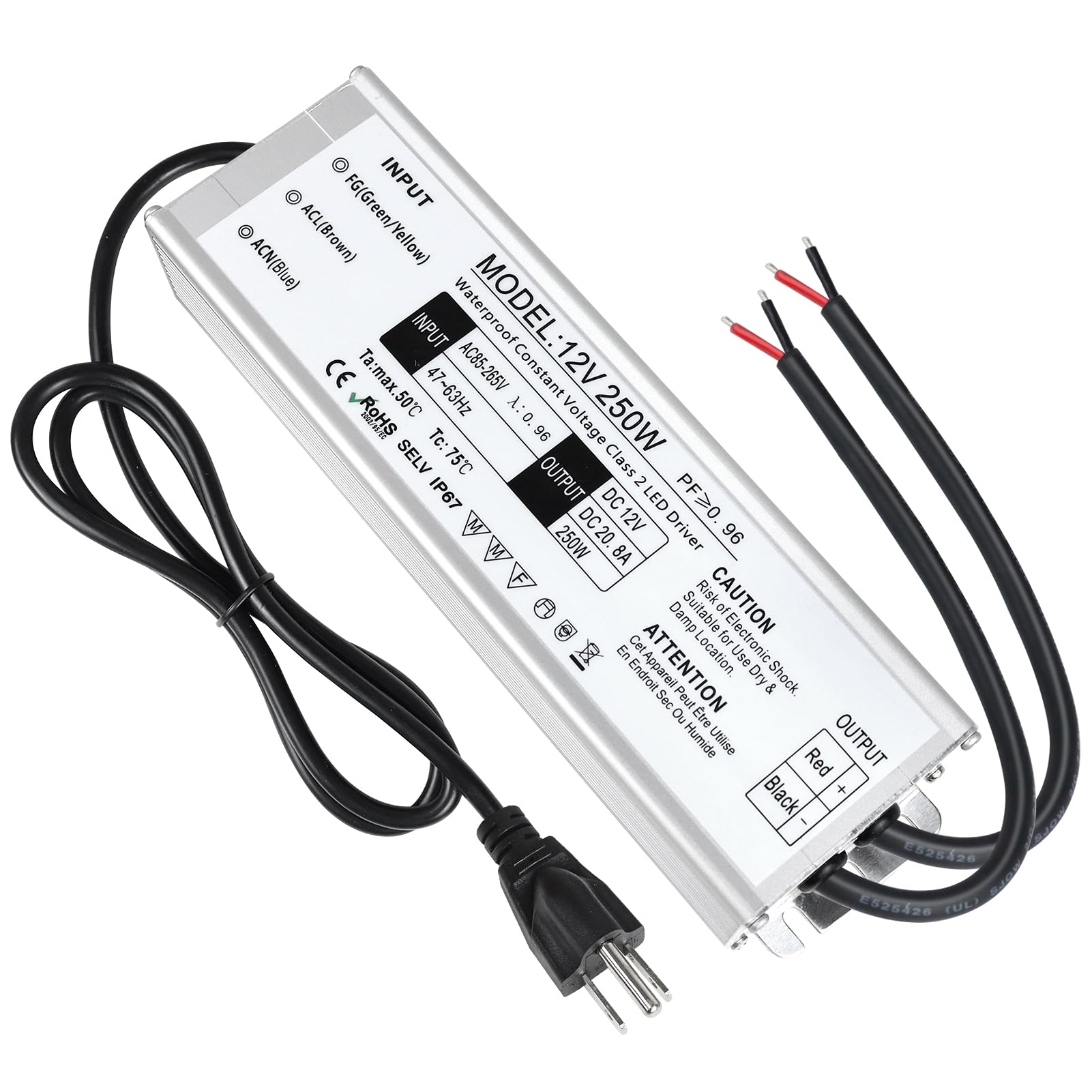 LightingWill LED Driver 250 Watts Waterproof IP67