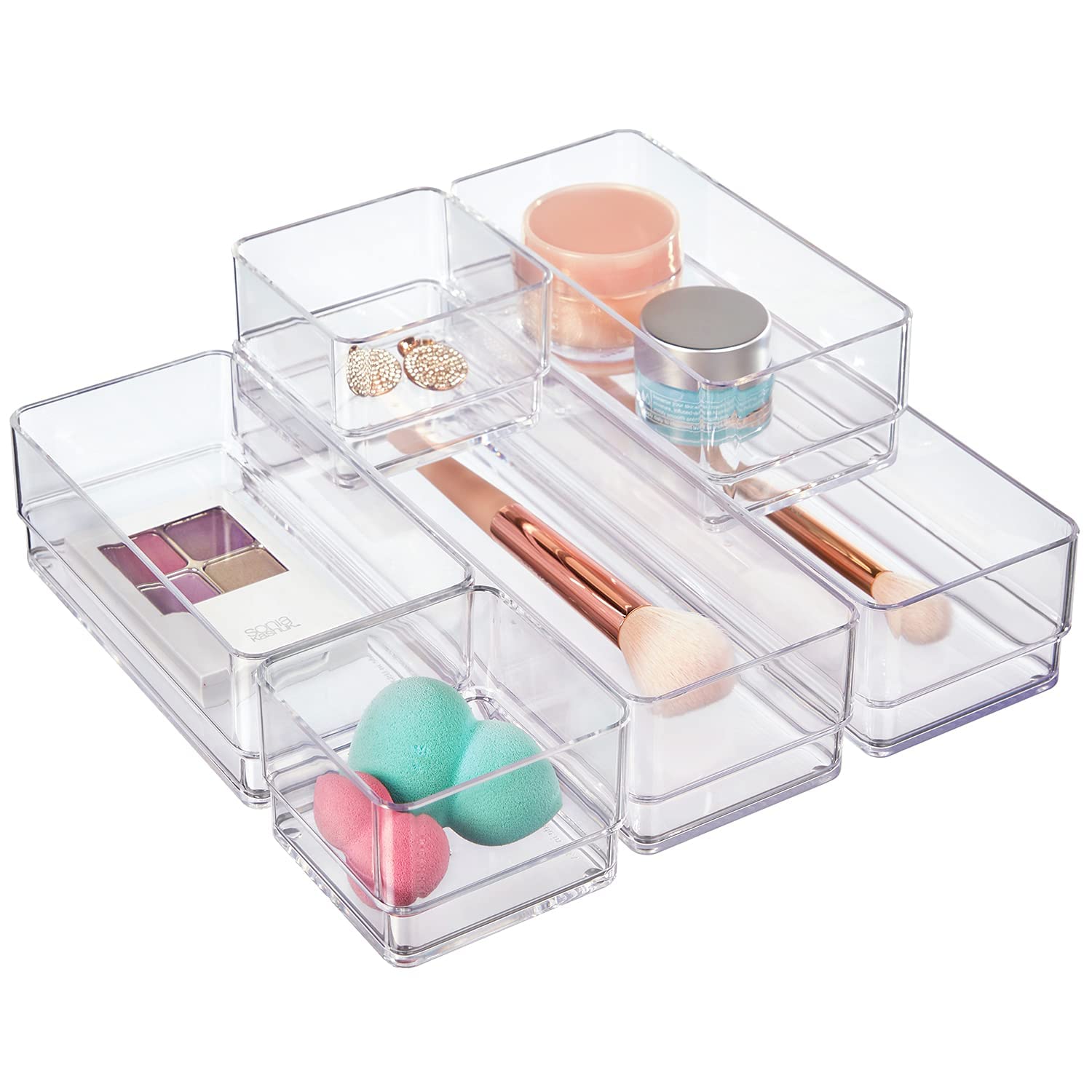 Photo 1 of STORi SimpleSort Drawer Organizer Bins 6 pc Set, Multi-size, Bathroom Organizers and Storage, Makeup Organizer, Desk Organizer, Vanity Organizer, Clear Organizing Containers, Made in USA