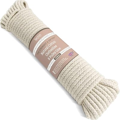 Smith's Natural Cotton Clothesline Pulley 20m 5.5mm 130kgs Pulling Force