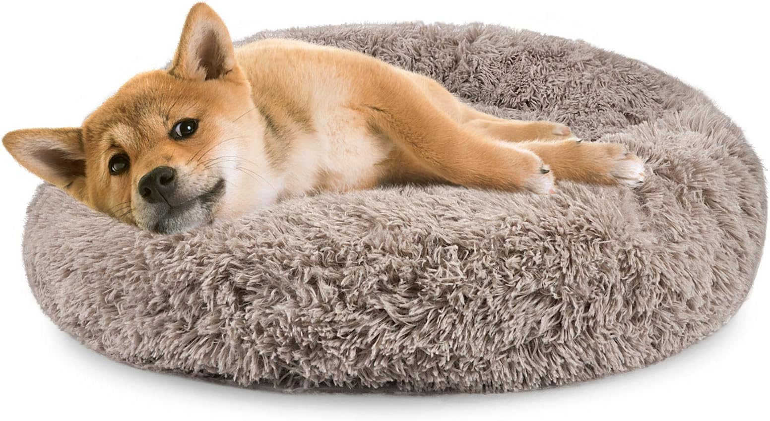 AIPERRO Dog Bed for Small Medium Dogs, Donut Cuddler Fur Round Pet Bed Soft Plush Fluffy Indoor Calming Cat Bed, Anti-Slip & Anti-Anxiety, 16/20/23/30 Inch for Puppy and Kitties