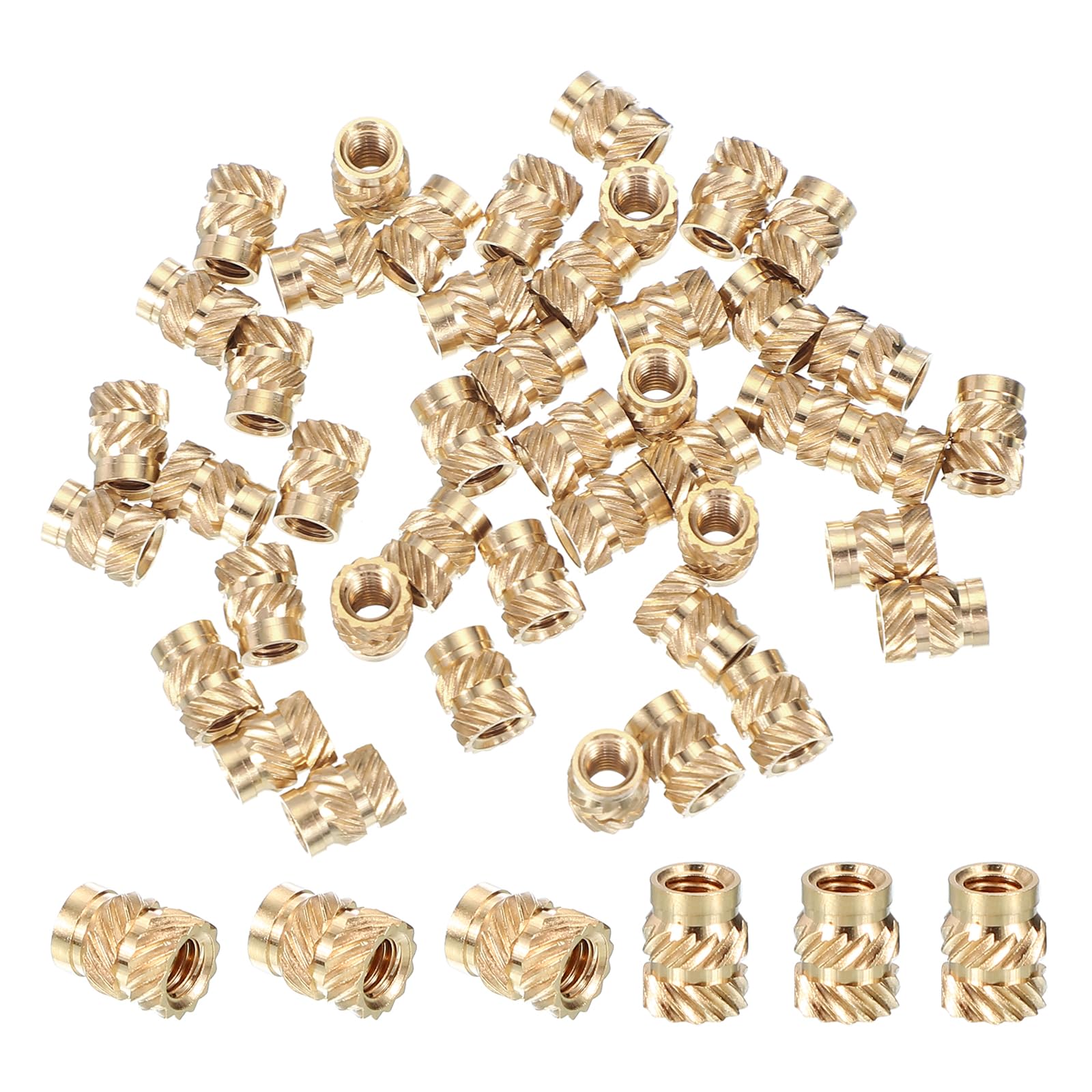 PATIKIL M4x8.1x6.3 mm Brass Threaded Insert, 20 Pcs Metric Knurled Nuts Heat Set Insert for Plastic 3D Printing Components