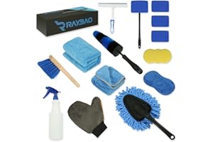 RAYBAO 16Pcs Car Detailing Brush Set, Car Detailing Kit, Car Detailing Brushes, Car Cleaning Kit, Car Windshield Cleaning Tool, Professional Car Care kit - Car Wash Brush kit for Interior Exterior