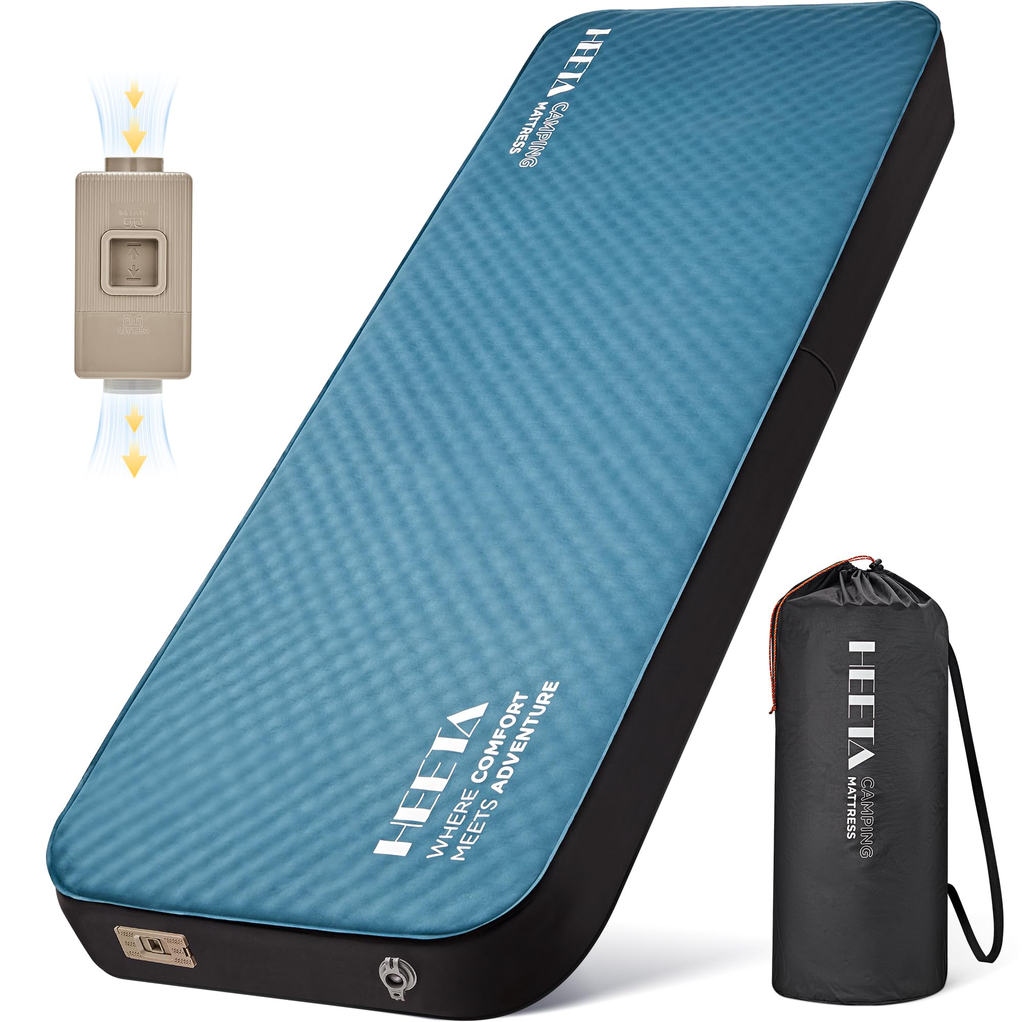 Photo 1 of HEETA Self Inflating Sleeping Pad with Electric Pump, 4" Ultra Thick Memory Foam Camping Mattress, 9.5 R-Value Insulated Sleeping Mat, Easy to Inflate & Deflate for Camping Car Travel Tent Cot Bed