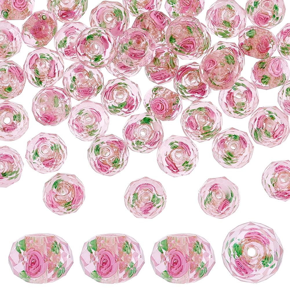 OLYCRAFT 45pcs 11~12mm Gold Sand Lampwork Beads Glass Handmade Round Loose Beads for Rosary Making Jewelry Craft Making with 2mm Hole - Gloden Pink โ image 1